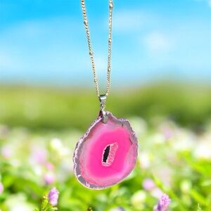 Vibrant Pink Agate Necklace
